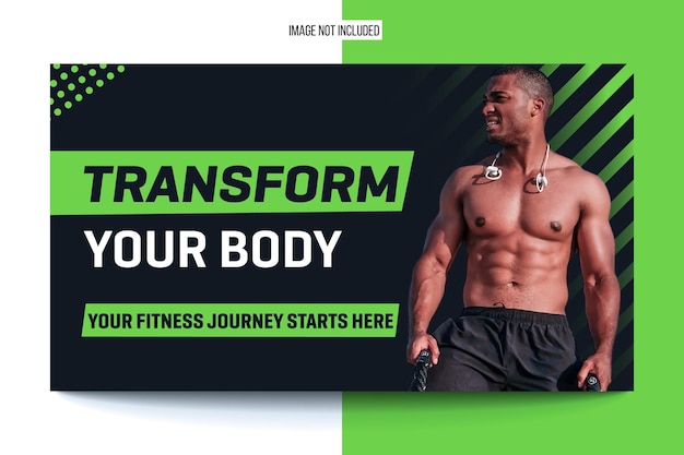 Fitness- und Workout-Video-Thumbnail- und Web-Banner-Vorlage, die bearbeitet werden kann