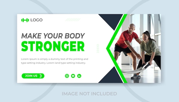 Fitness-YouTube-Thumbnail-Design und Web-Banner-Vorlage