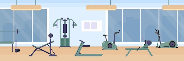 Fitnessraum mit Sportsimulatoren für Trainings und körperliche Übungen