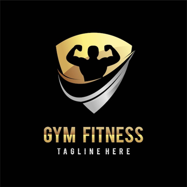 Fitnessstudio-fitness-logo mit schildkonzept