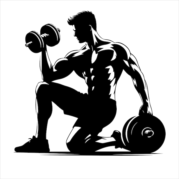 Fitnessstudio-Logo-Vektor Silhouette-Vektor in schwarzer Farbe