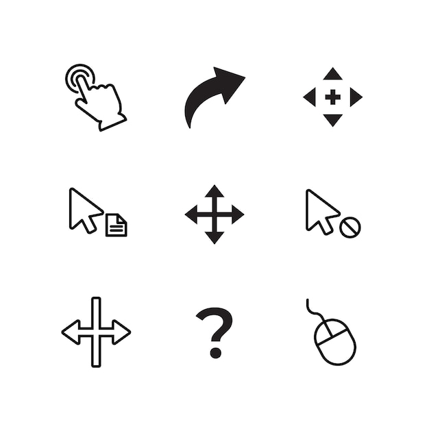 Flach-Design-Maus-Cursor-Element-Satz