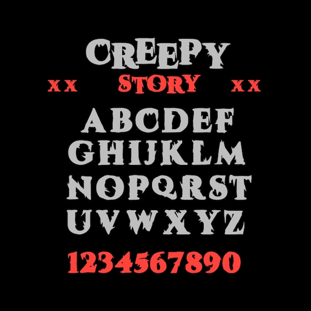 Flach-Horror-Schriftart- und Alphabetensammlung