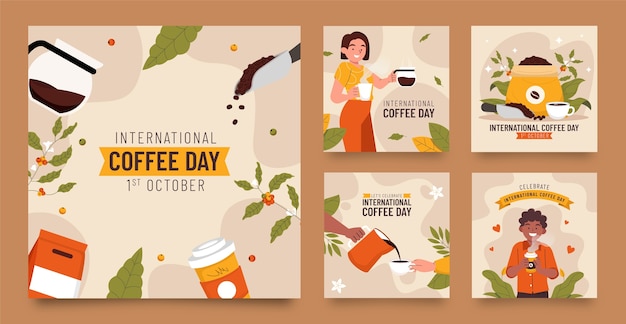 Flach internationale Kaffeetagssammlung ig-Posts