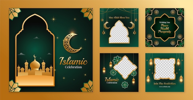 Flach islamische Instagram-Posts-Sammlung