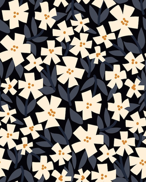 Vektor flach-navy nahtloses blumenmuster