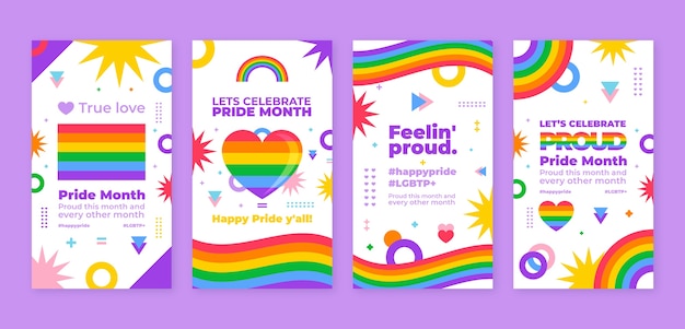 Flach-Pride-Monat-Instagram-Geschichten-Sammlung