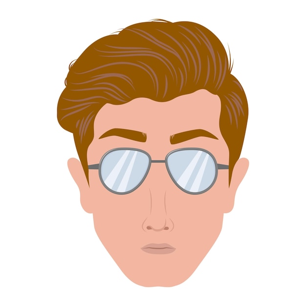 Flach-Stil-Mann-Avatar mit Brille und braunem Haar