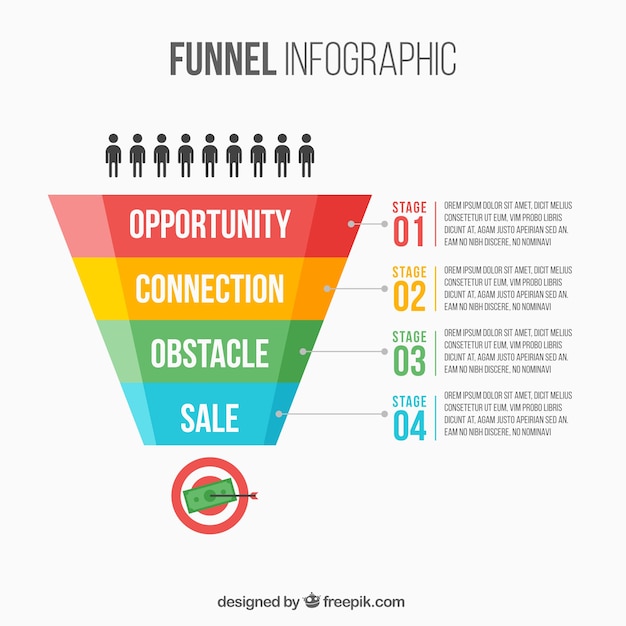 Flach trichter infografik mit vier ebenen