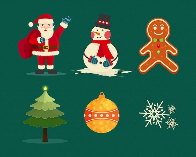 Flach-Weihnachtselemente-Kollektion