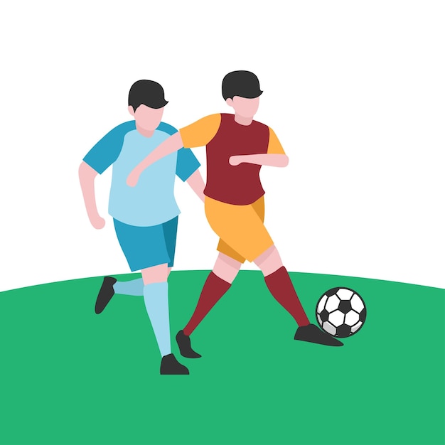 Flachbild von Spielern, die um den Ball kämpfen