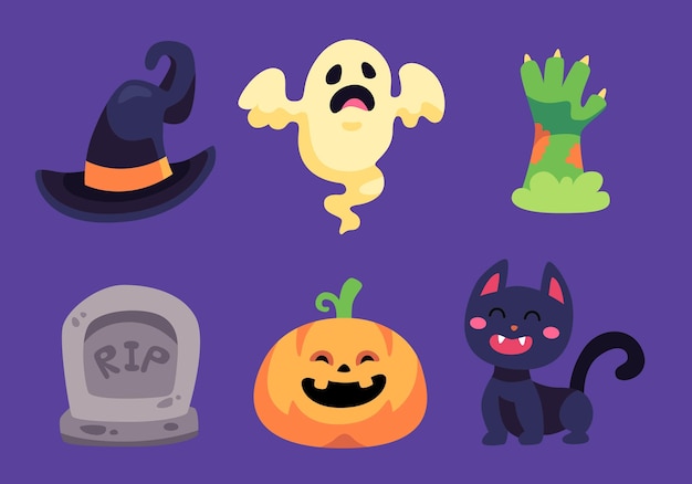 Flachdesign-Halloween-Elementensammlung