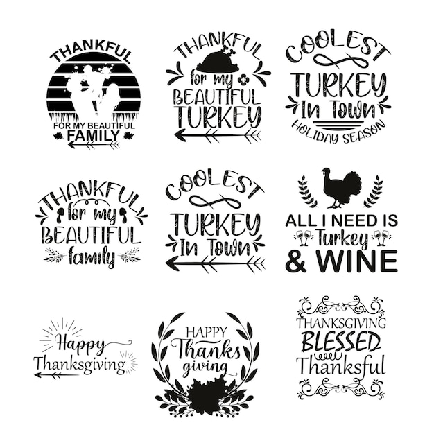 Vektor flachdesign thanksgiving t-shirt thanksgiving set von happy thanksgiving typografie t-shirt