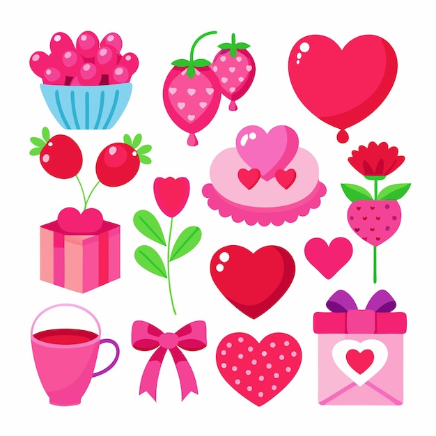 Flachdesign Valentinstag Elemente Vektor Sammlung 11