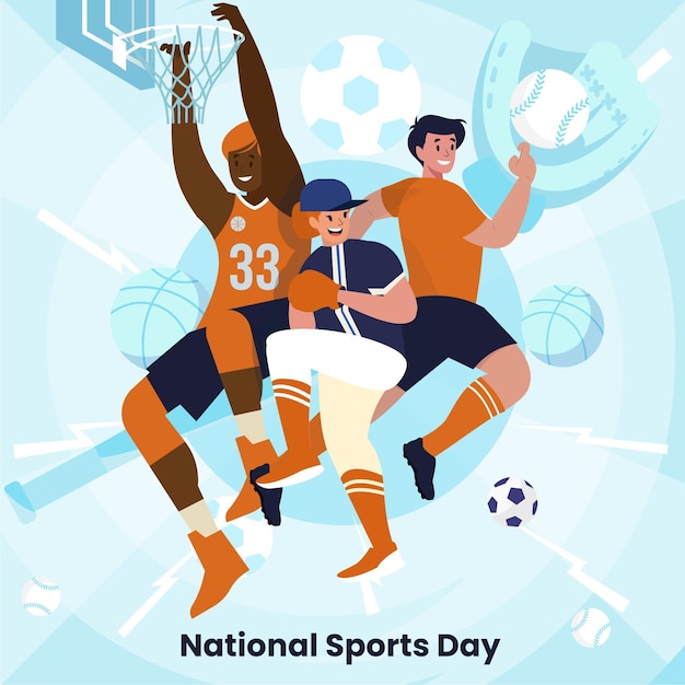 Flache Abbildung des nationalen Sporttages