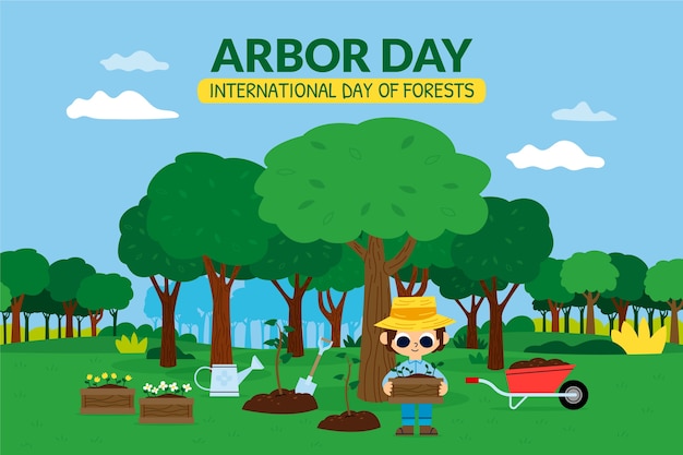 Flache arbor day illustration