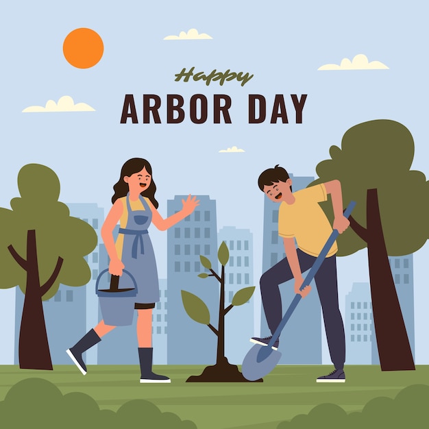 Vektor flache arbor day illustration