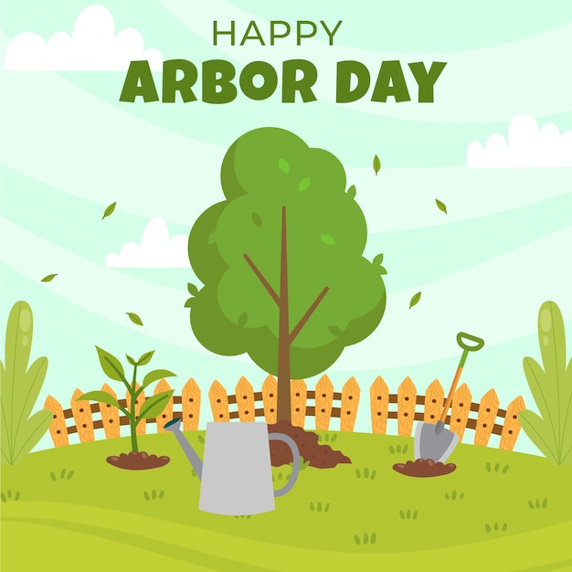 Flache arbor day illustration