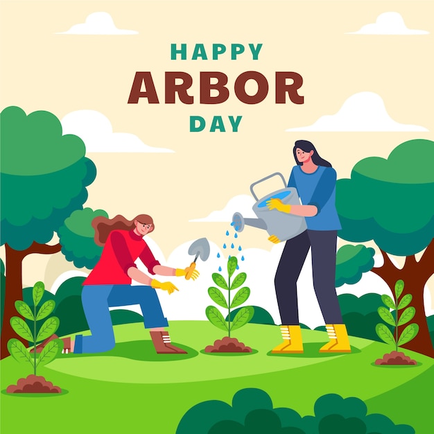 Flache Arbor Day Illustration