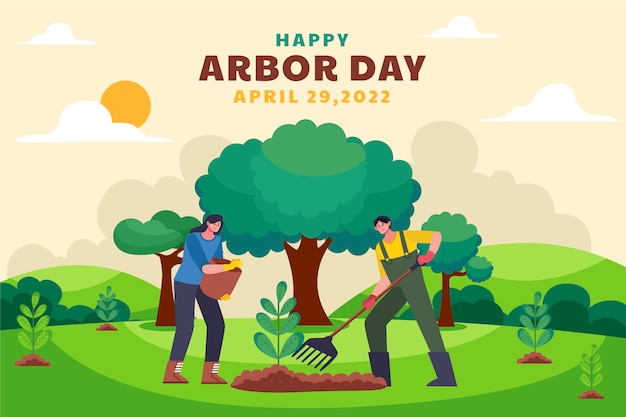 Flache arbor day illustration