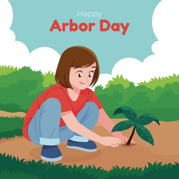 Flache arbor day illustration