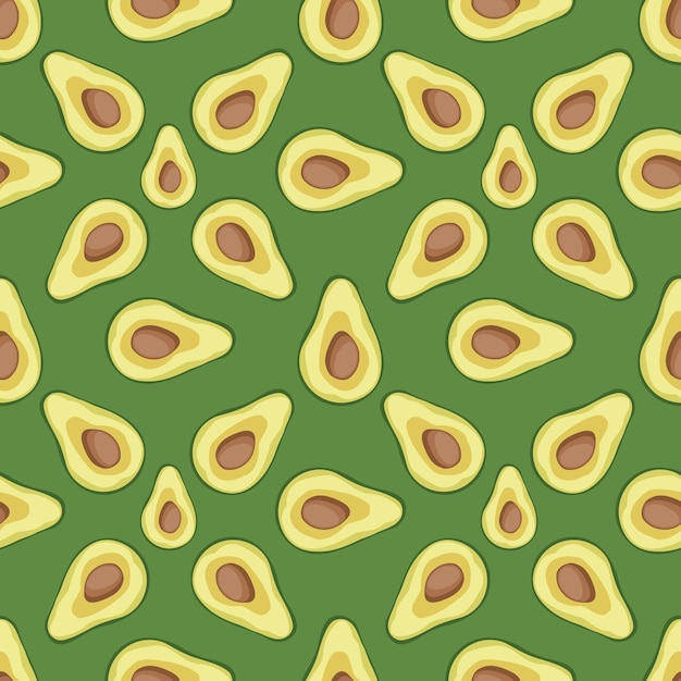 Flache art avocado nahtlose muster vektor avocado-hintergründe