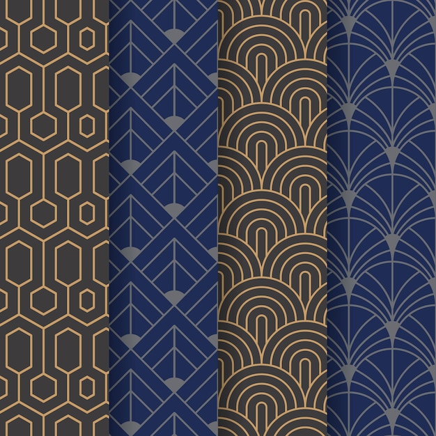 Flache Art-Deco-Musterkollektion