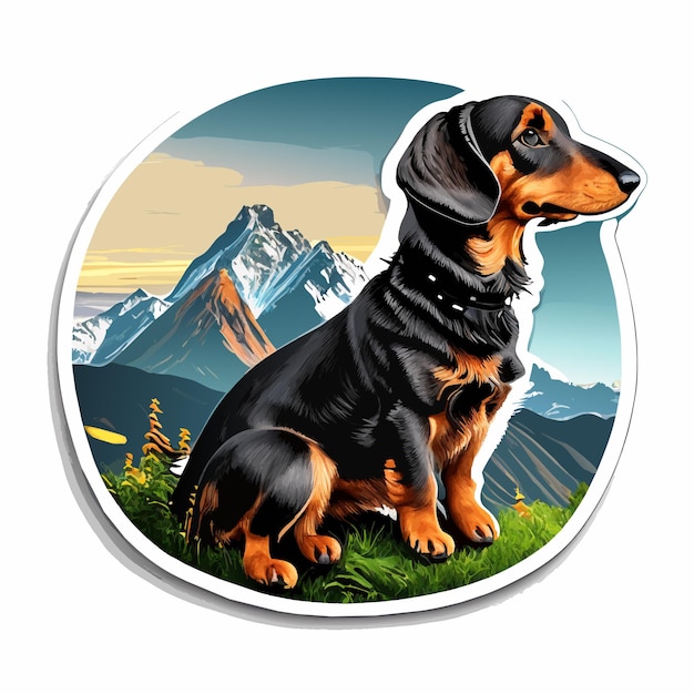 Vektor flache aufkleberkarikaturartillustration der alpinen dachsbracke