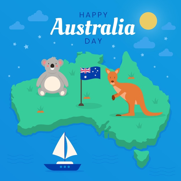 Flache australien-tagesillustration