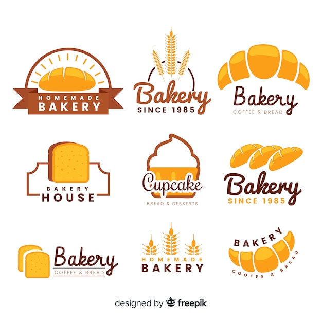 Flache bäckerei logos