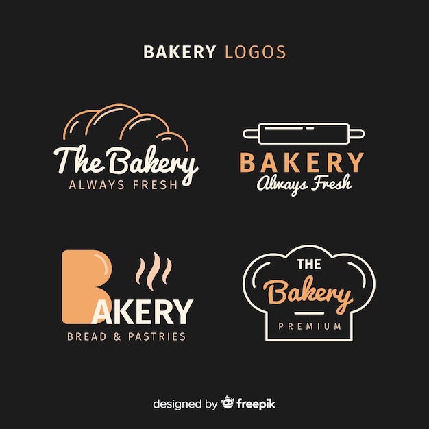 Flache bäckerei logos