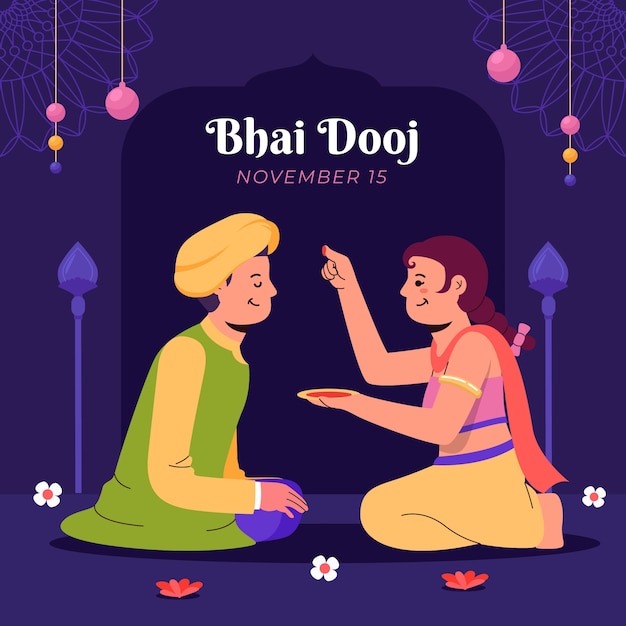 Vektor flache bhai-dooj-festival-feier-illustration