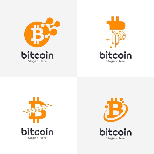 Flache Bitcoin-Logo-Sammlung