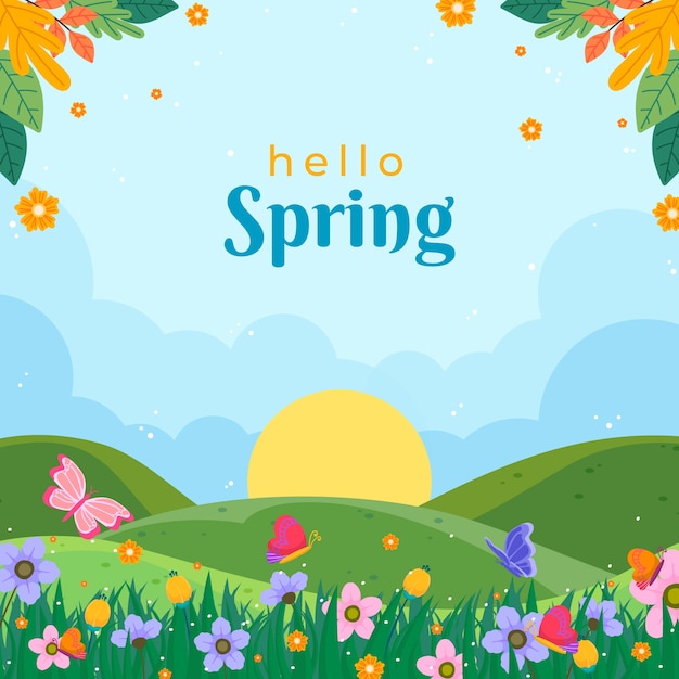 Flache Blumenfrühlingsillustration
