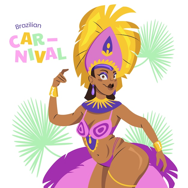 Flache brasilianische karnevalsillustration