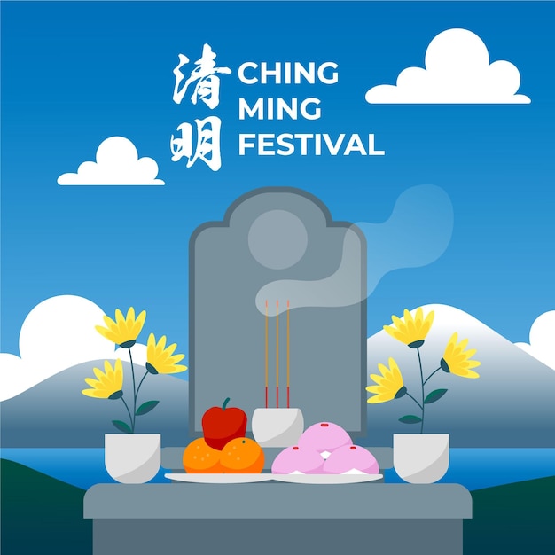 Flache ching ming festival feier illustration