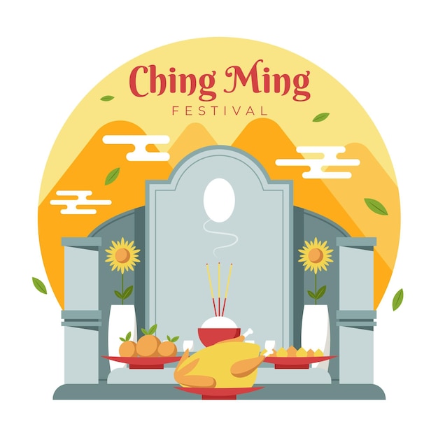 Flache ching ming festival feier illustration