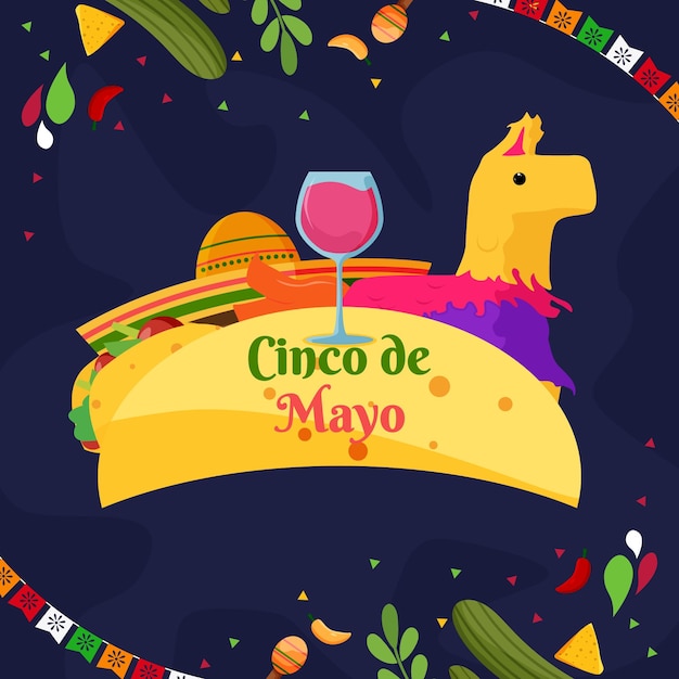 Flache Cinco De Mayo-Hintergrundpiñata