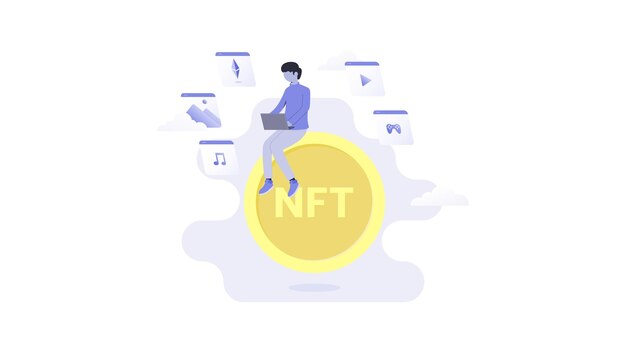 Flache Darstellung von NFT
