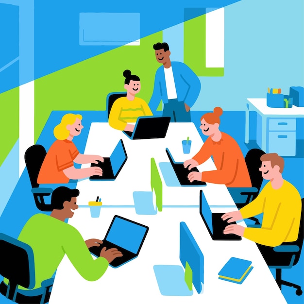 Flache Design-Arbeitstagszene