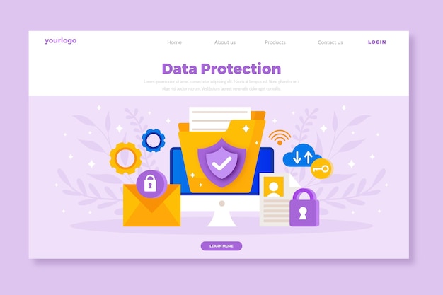 Flache Design-Datenschutz-Landingpage
