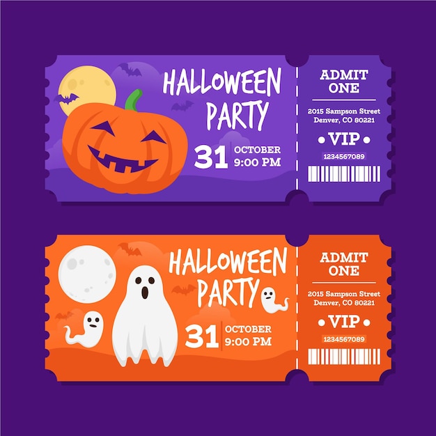 Vektor flache design-halloween-tickets