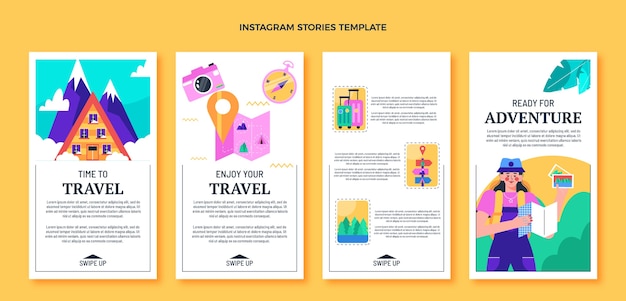 Flache Design-Reise-Instagram-Geschichten-Vorlage