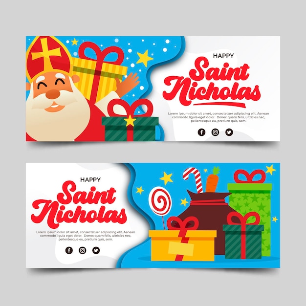 Vektor flache design saint nicholas tag banner vorlage