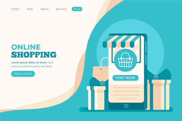 Flache design-shopping-online-landingpage