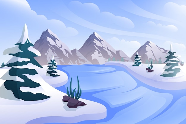 Flache Designillustration der Winterszene