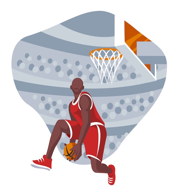 Vektor flache designillustration des basketballspielers