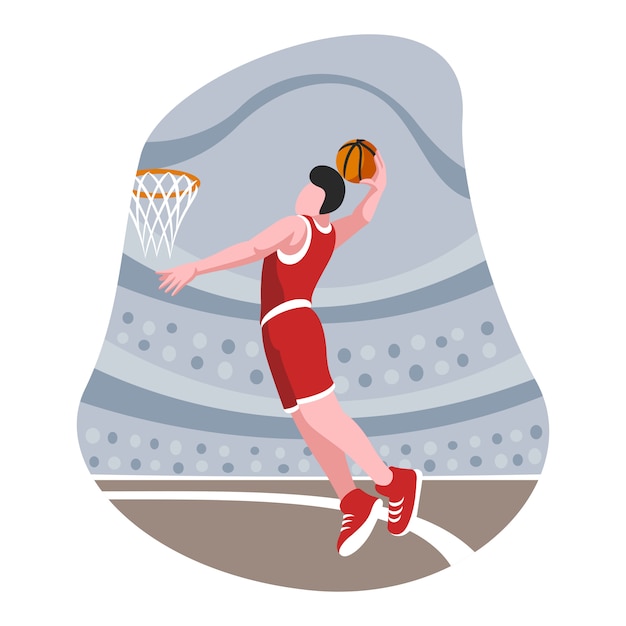 Flache designillustration des basketballspielers