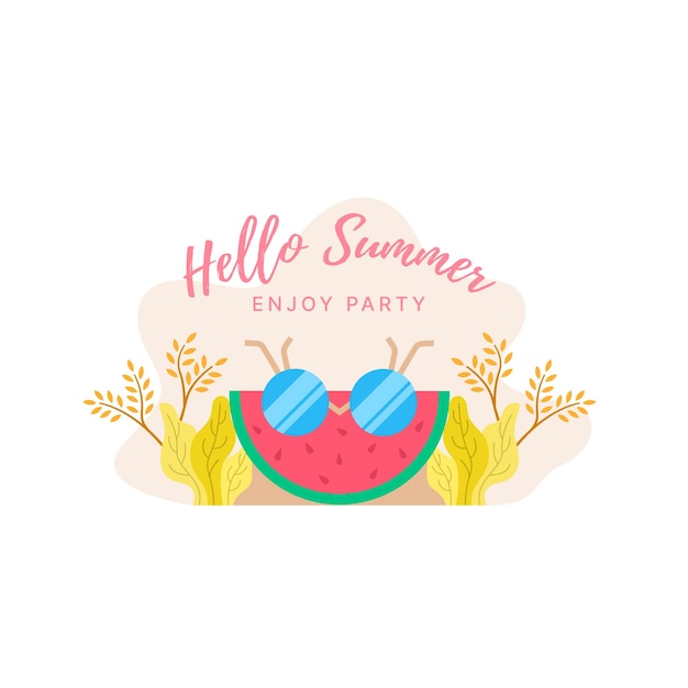 Flache designillustration hallo sommerhintergrund