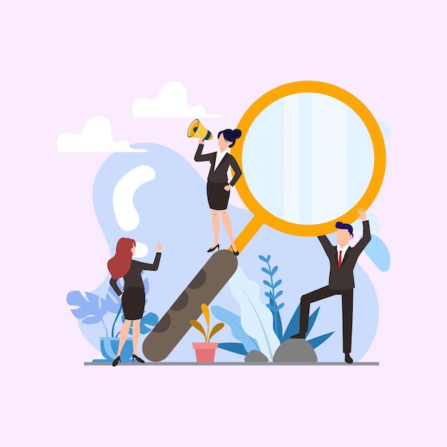 Flache Designillustration in meinem Team für die Untersuchung
